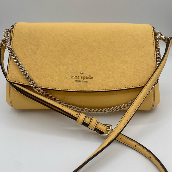 Kate Spade Women's Leather Laurel Way Greer Crossbody Bag Daybreak Yellow Small - Picture 1 of 9